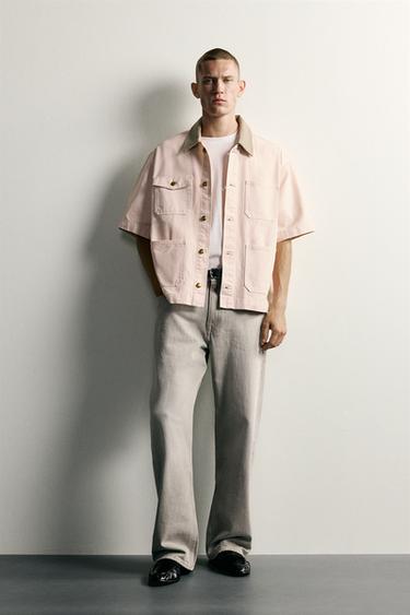 SOBRECAMISA CUELLO CONTRASTE MANGA CORTA - Rosa de Zara - Imagen 0