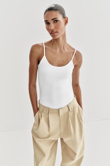 FINE STRAP POLYAMIDE T-SHIRT - White by Zara - Image 1