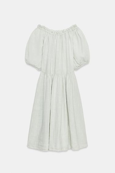 ROBE MI-LONGUE 100% LIN ZW COLLECTION - Vert d'eau de Zara - Image 7