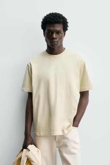 تيشرت HEAVYWEIGHT بأكمام قصيرة - أصفر باستيل الخاص بـ Zara