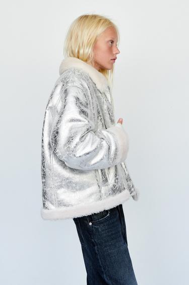 METALLIC DOUBLE-FACED JACKET - Silver by Zara - Image 9