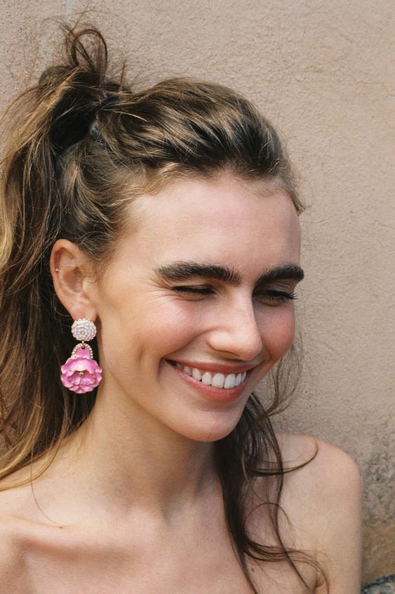 ENAMELED FLOWER EARRINGS from Zara - $25.90