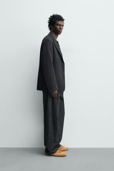 RELAXED FIT TEXTURED BLAZER - Navy blue by Zara - Image 3