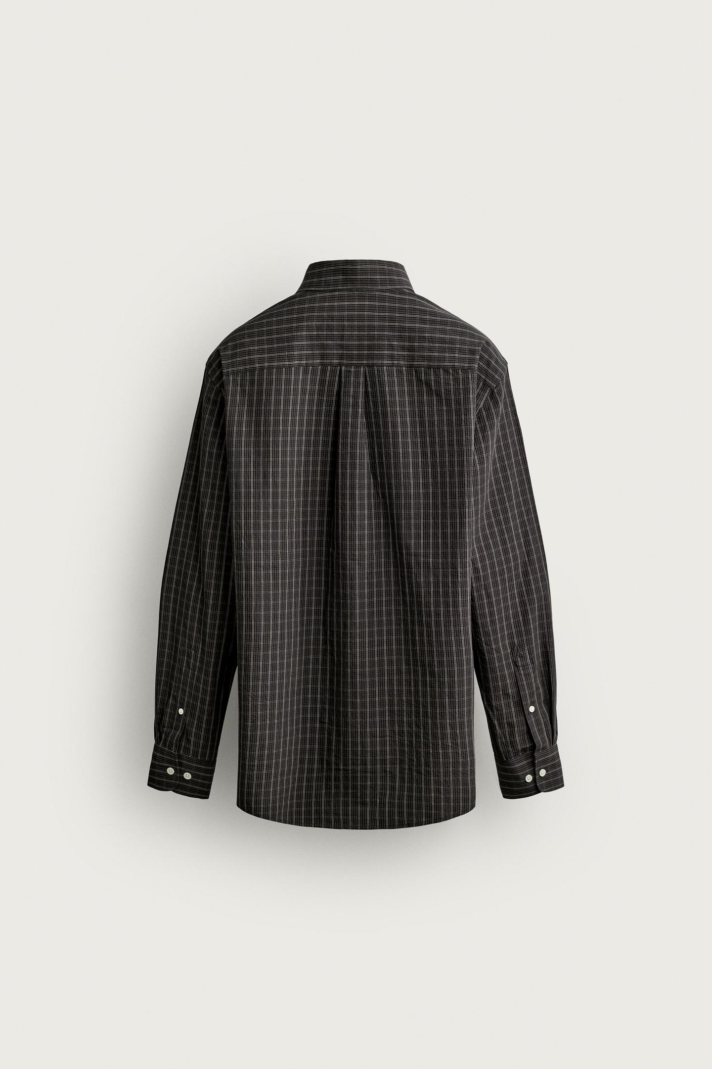 Мужская рубашка Zara Checked Regular Fit, цвет: Серый — фото 8