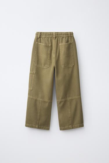 CANVAS WIDE-LEG PANTS — Khaki 2