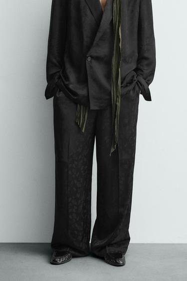 ペイズリージャカードフルイドスーツパンツブラックZaraのペイズリージャカードフルイドスーツパンツ - ブラック 