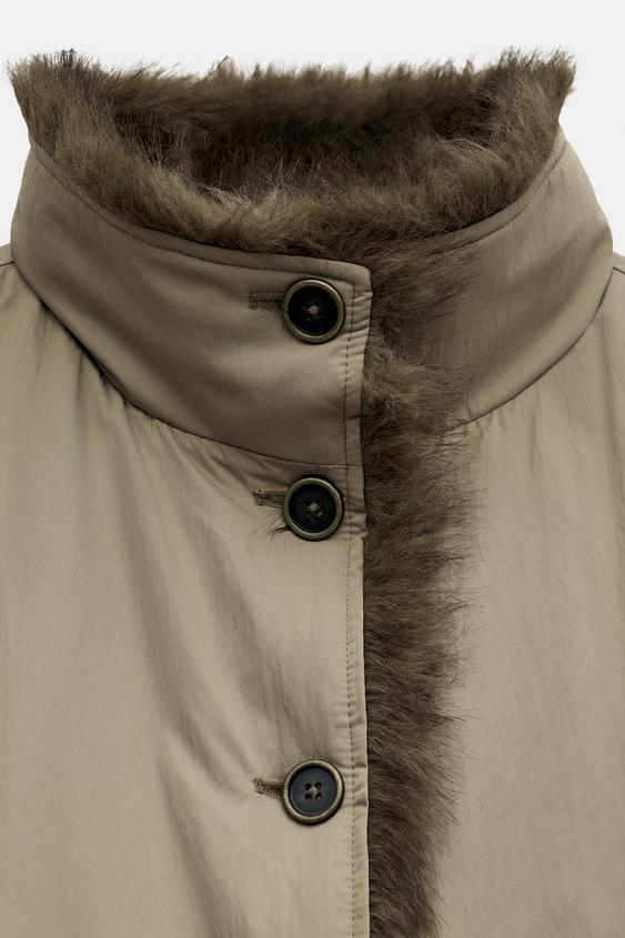 VESTE RÉVERSIBLE EFFET FOURRURE - Marron clair de Zara - Image 10