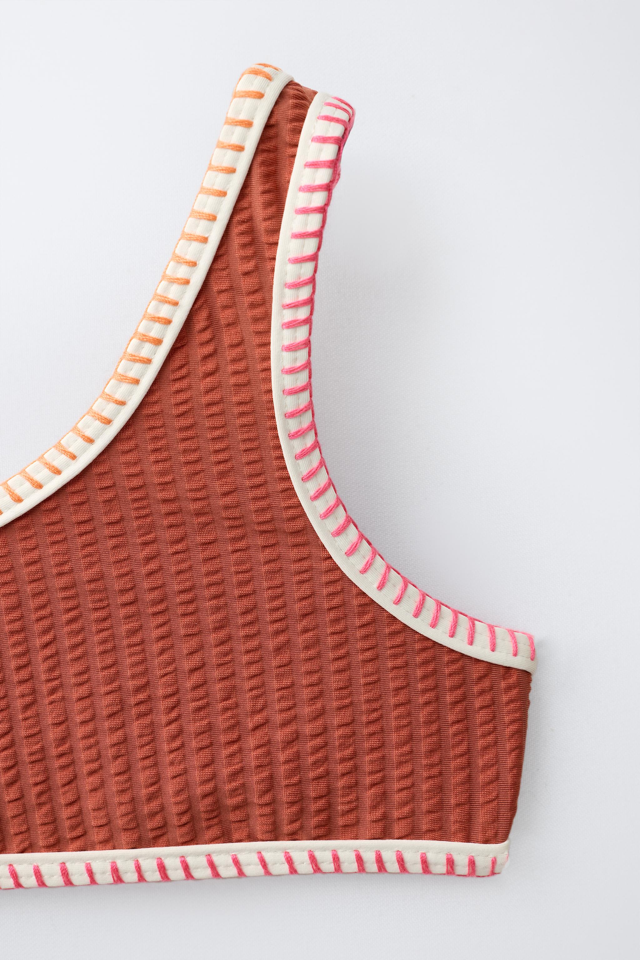 6–14 YEARS | SEERSUCKER BIKINI WITH CONTRAST PIPING