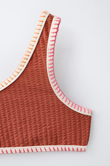 6-14 ANS/ BIKINI SEERSUCKER LISERÉS CONTRASTÉS - Tuile de Zara - Image 2