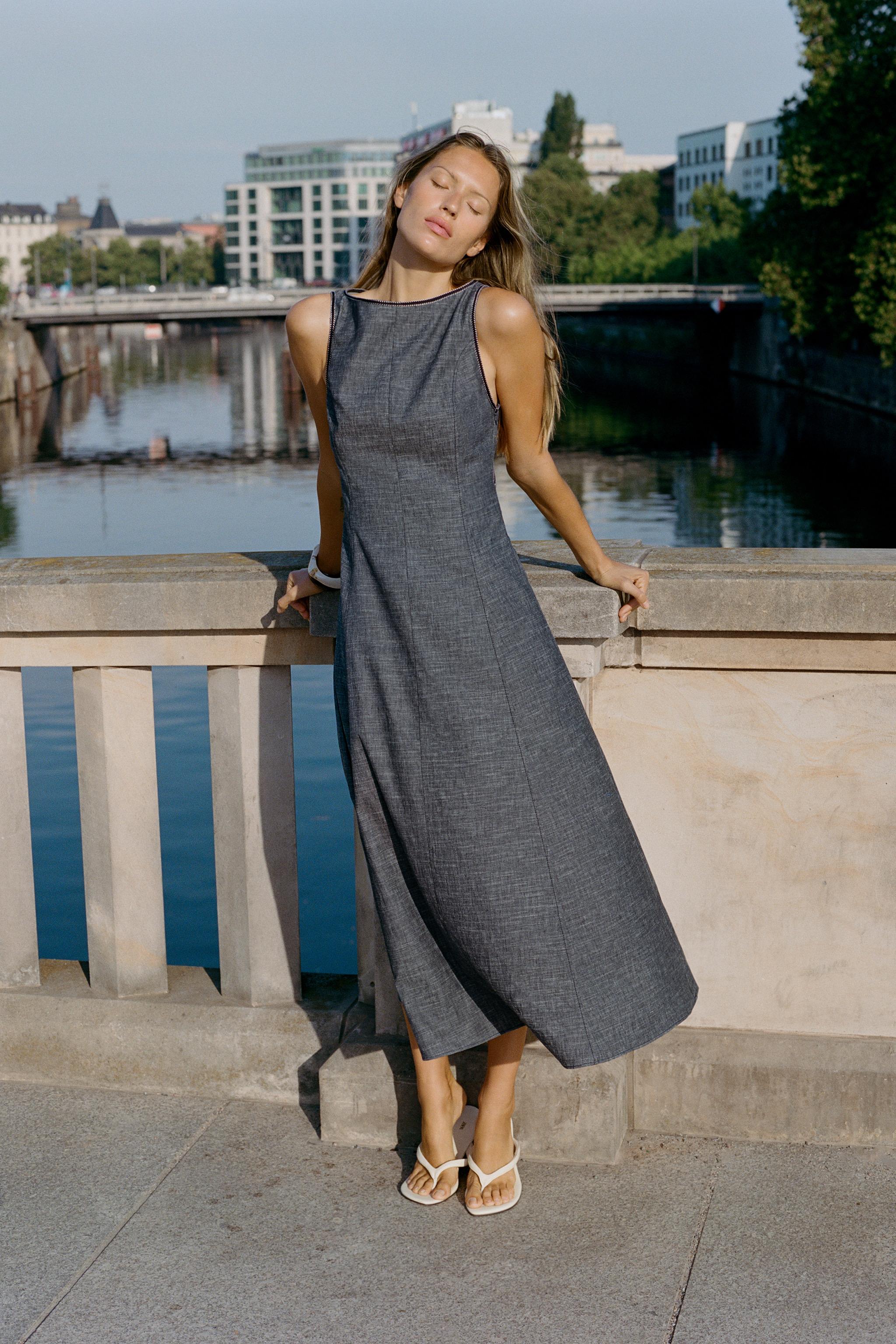 Женские платья Zara OPEN BACK MIDI DRESS — фото 2