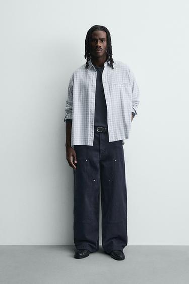 STUDDED CARPENTER TROUSERS - Navy blue by Zara