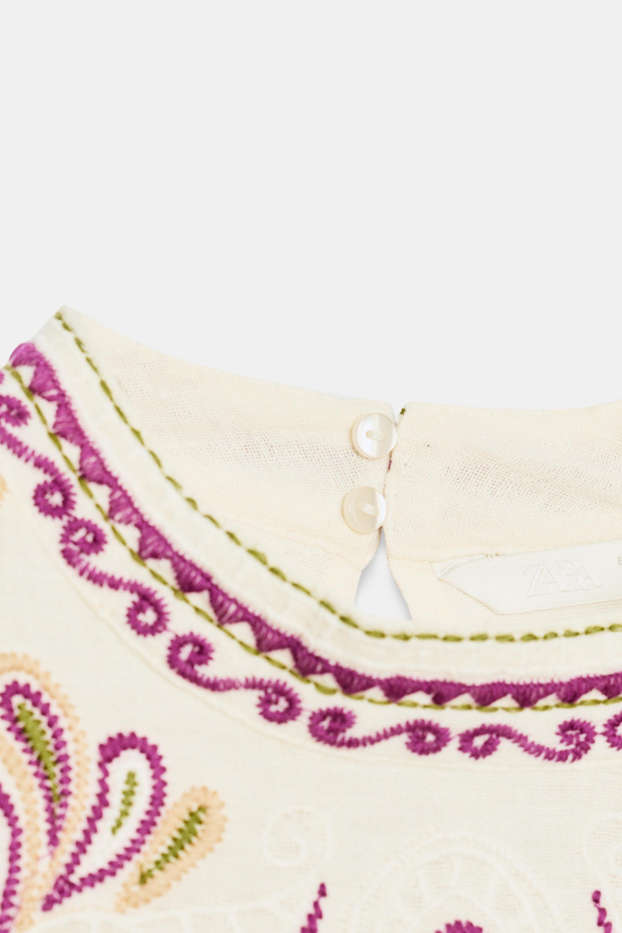 Женские блузки Zara EMBROIDERED BLOUSE — фото 8