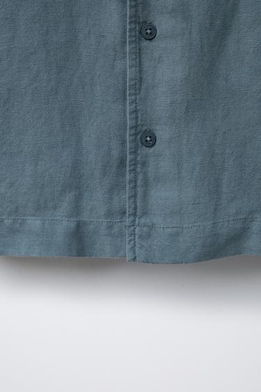FLOWING LINEN BLEND SHIRT - Blue by Zara - Image 3