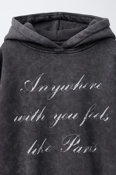 SWEAT EFFET DÉLAVÉ AVEC INSCRIPTION - Gris anthracite de Zara - Image 2