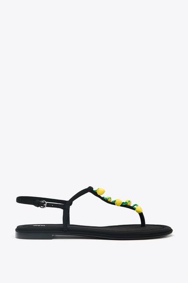 САНДАЛИИ С РЕМЕШКОМ И БИСЕРОМ — Черный от Zara