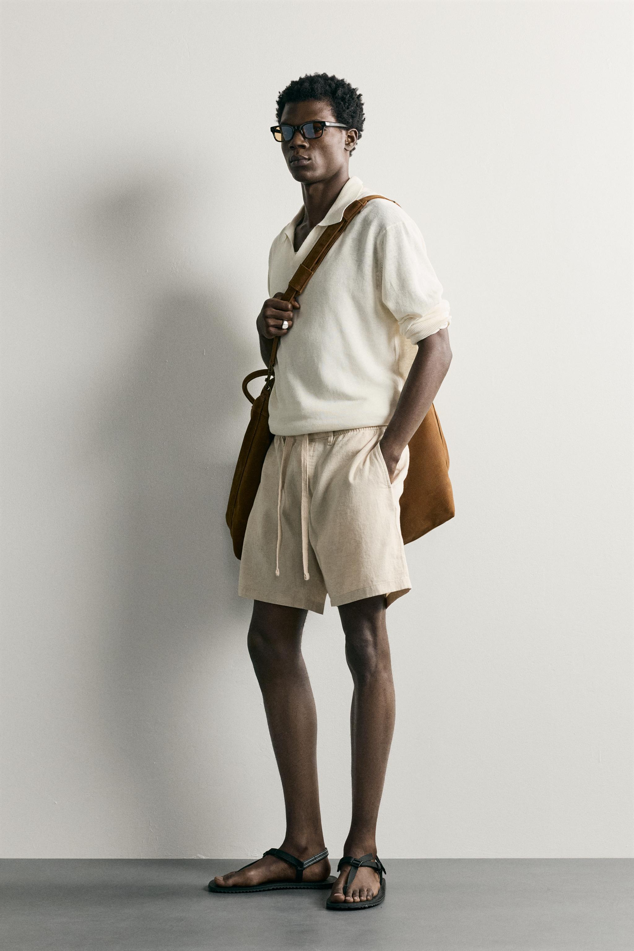 SHORT RELAXED FIT EN COTON ET LIN