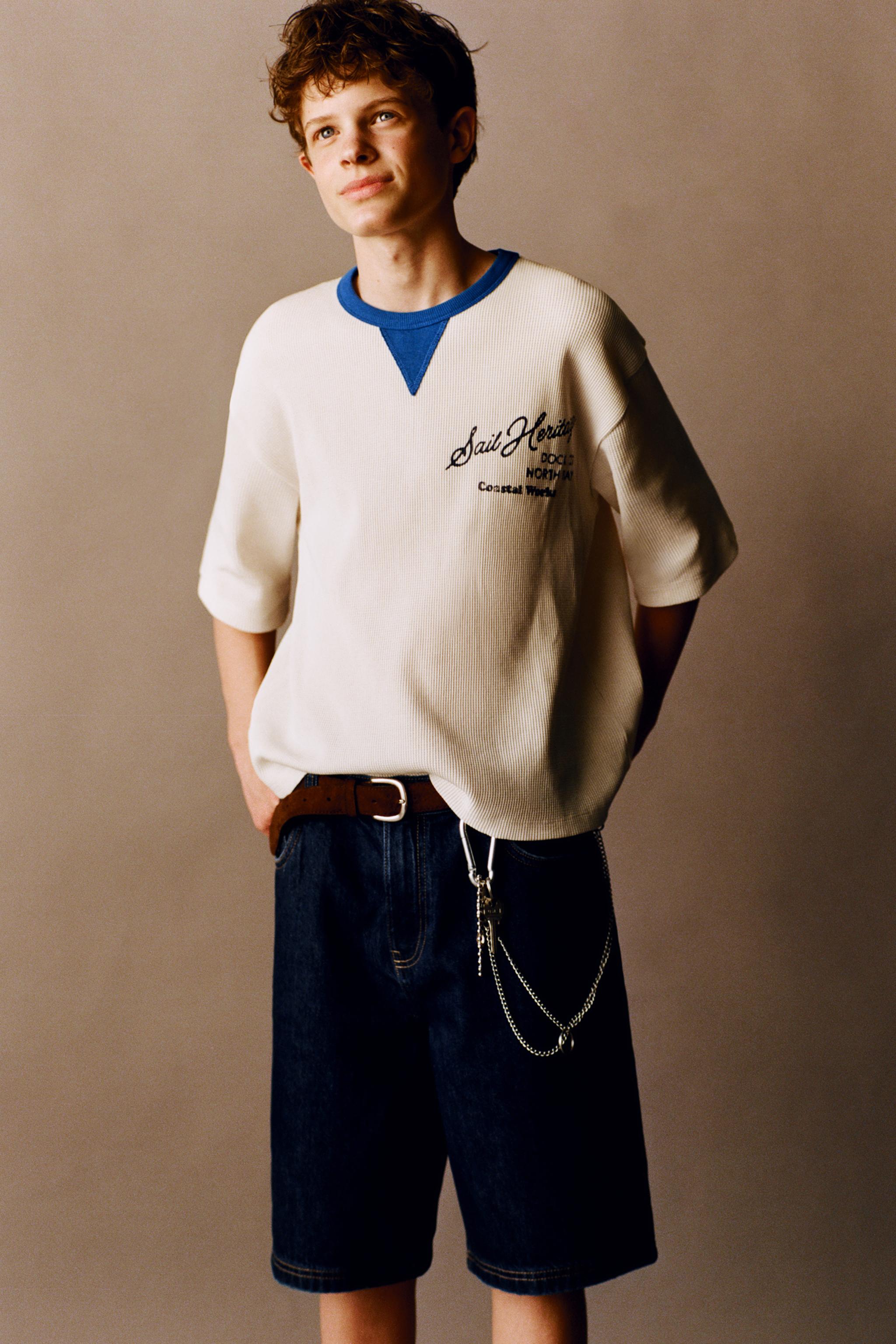 CONTRAST WAFFLE KNIT SHIRT