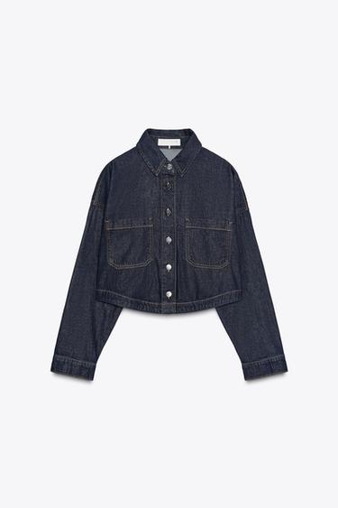 Zara Z1975 SHORT DENIM SHIRT - Blue