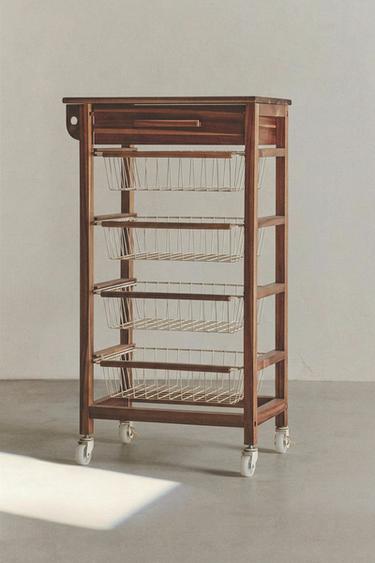 MEUBLE DE RANGEMENT BOIS ET MÉTAL ROULETTES - Beige clair de Zara