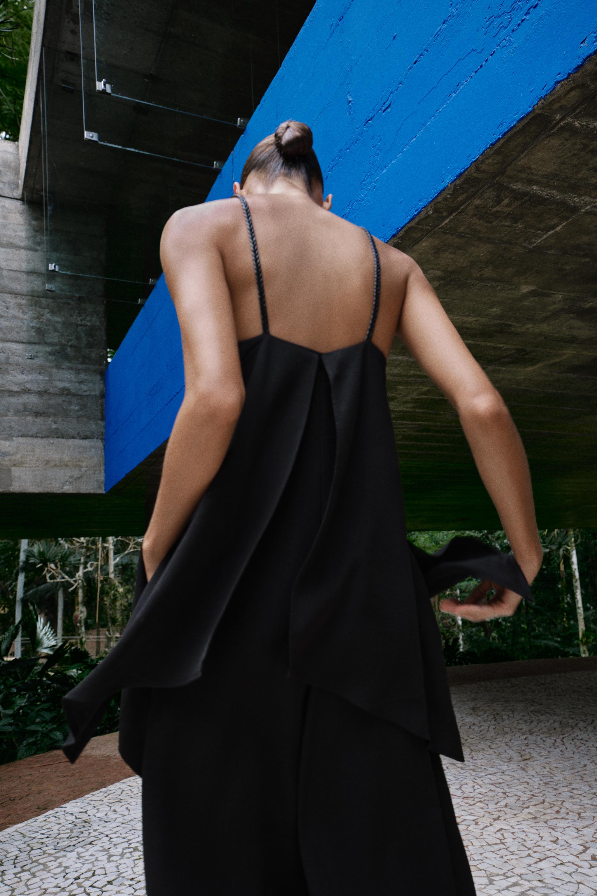 ダブルレイヤード編みストラップジャンプスーツ - ブラック | ZARA