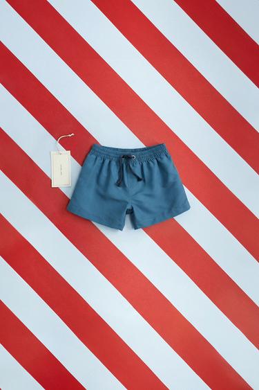 ZARA TIMELESS - BERMUDA DE BAÑO LISA - Azul de Zara - Imagen 0