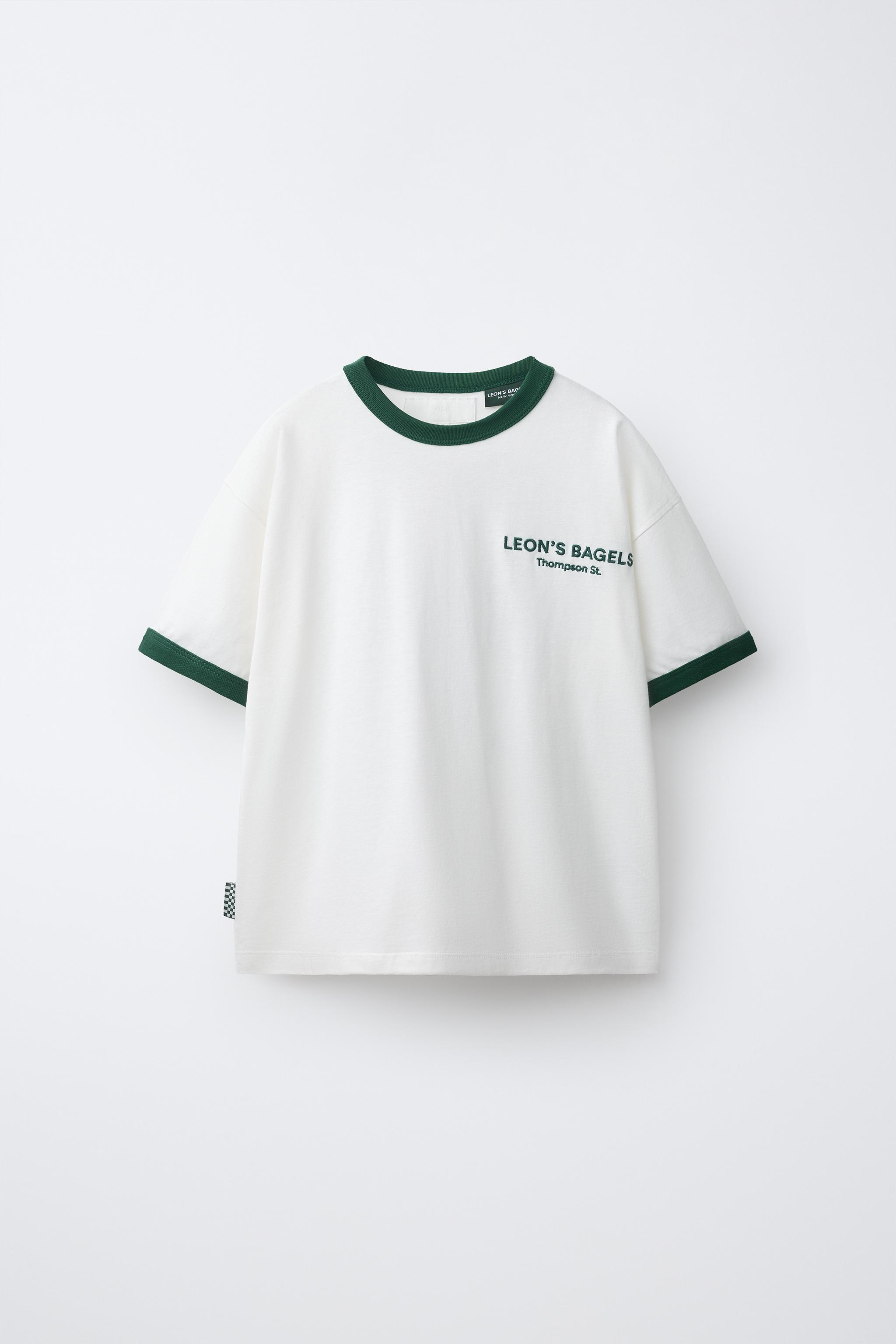 LEON'S BAGELS ® CONTRAST PIPING T-SHIRT — White