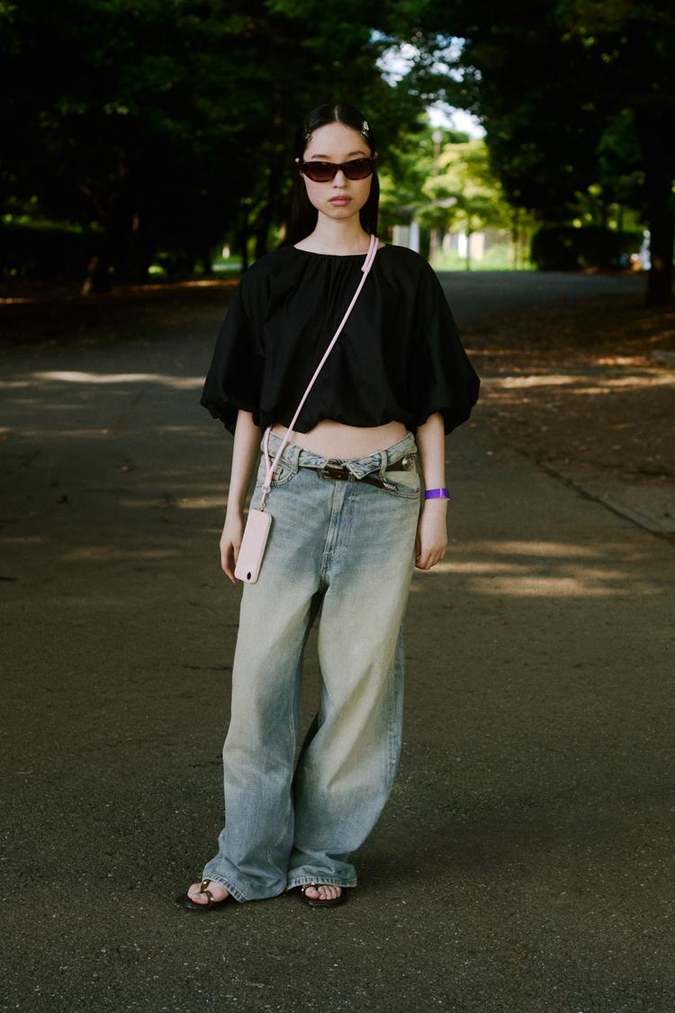 POPLIN BALLOON SLEEVE TOP