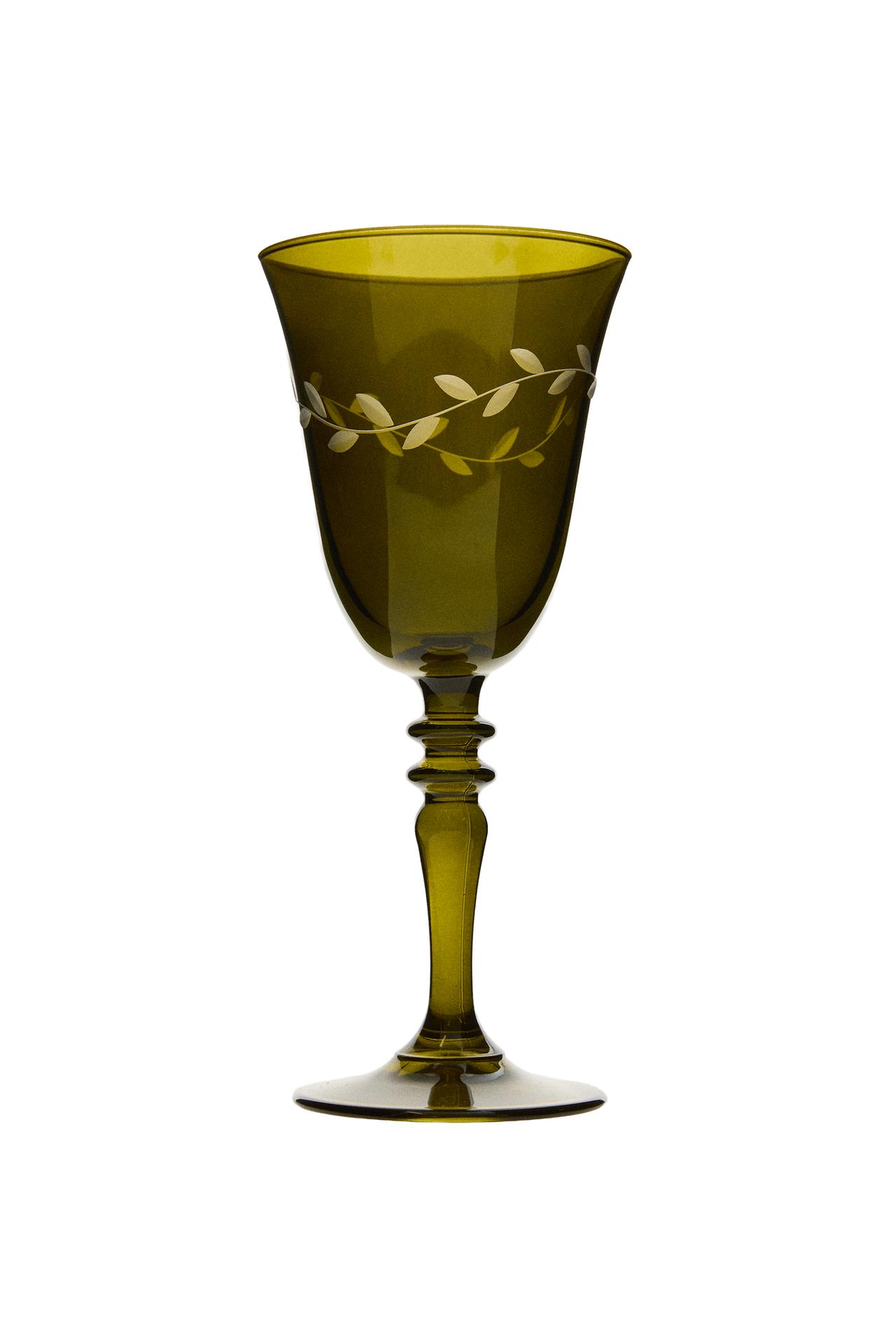 GLASS WITH CHRISTMAS LEAVES