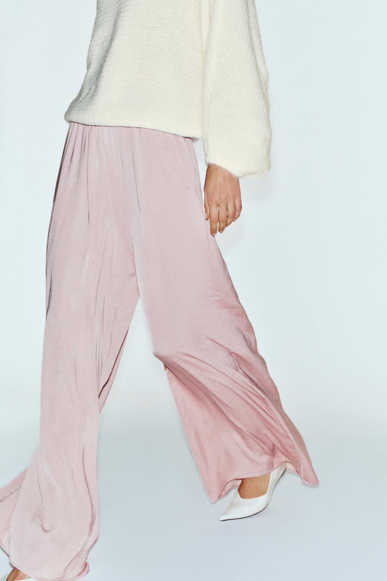 FLOWY WIDE LEG PANTS — Pink