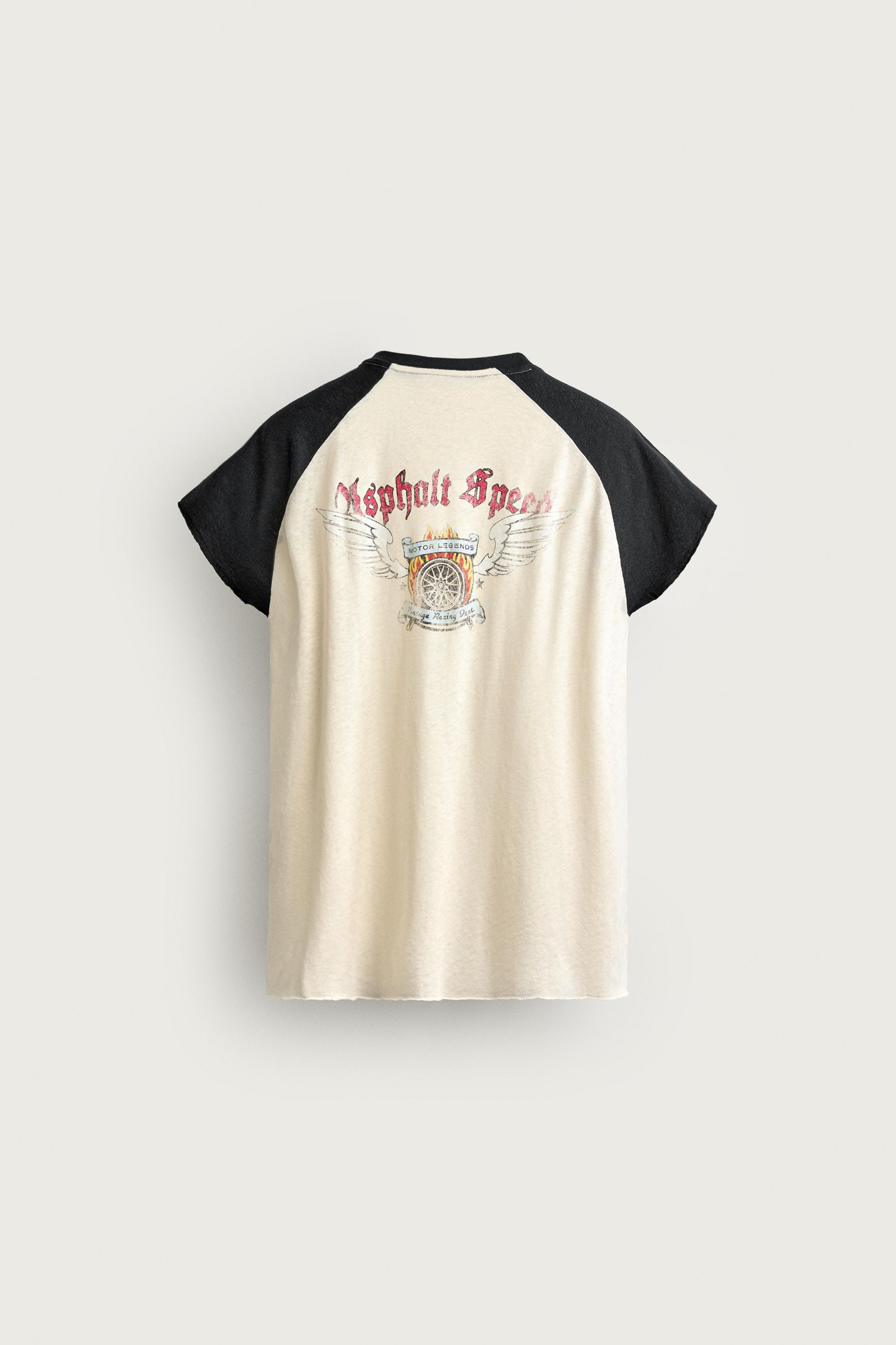 Мужские футболки Zara RAGLAN GRAPHIC T-SHIRT — фото 8