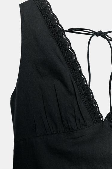 FLUID TOP WITH EMBROIDERED RUFFLES - Black by Zara - Image 9