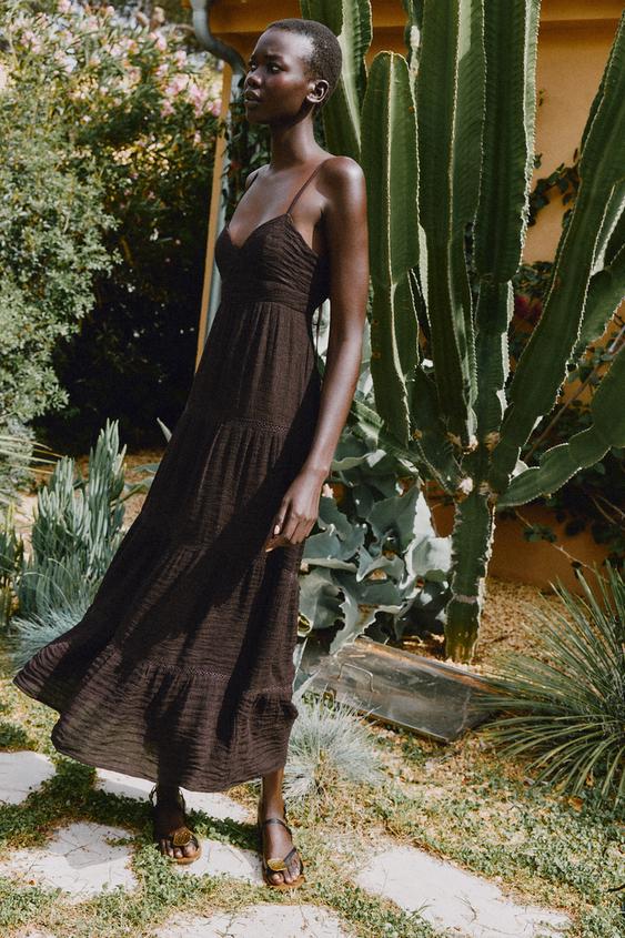 LONG STRAPPY DRESS - Chocolate by Zara - Image 0