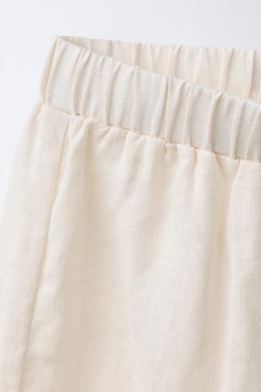 JUPE-CULOTTE 100% LIN DENTELLE - Écru de Zara - Image 2