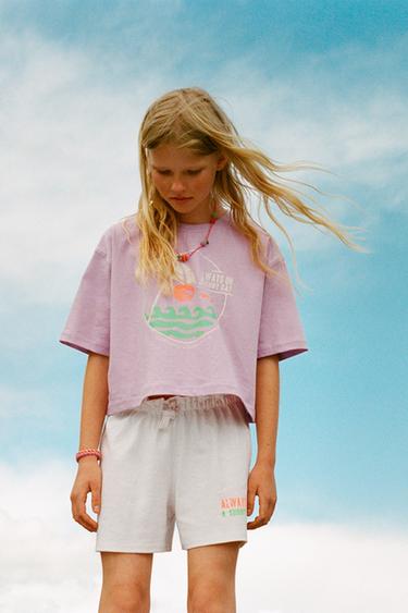 CONXUNTO CAMISETA E BERMUDAS ESTAMPADO - Malva de Zara