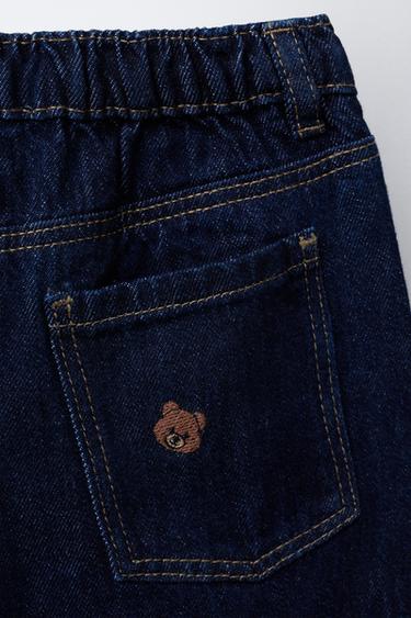 JEAN JUPE-CULOTTE OURS BRODÉS - Bleu de Zara - Image 3