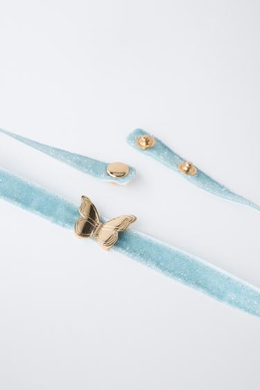 LOT DE DEUX CHOKERS EN VELOURS DÉGUISEMENT FÉE PAPILLON - Doré de Zara - Image 1