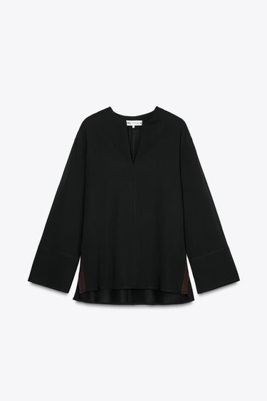 BLUSE MIT SEITENSTREIFEN – ZW COLLECTION - Schwarz von Zara - Bild 0