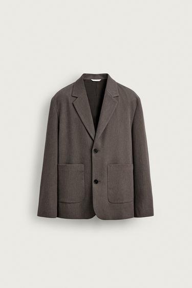RELAXED FIT TEXTURED SUIT BLAZER - Brown / Taupe by Zara