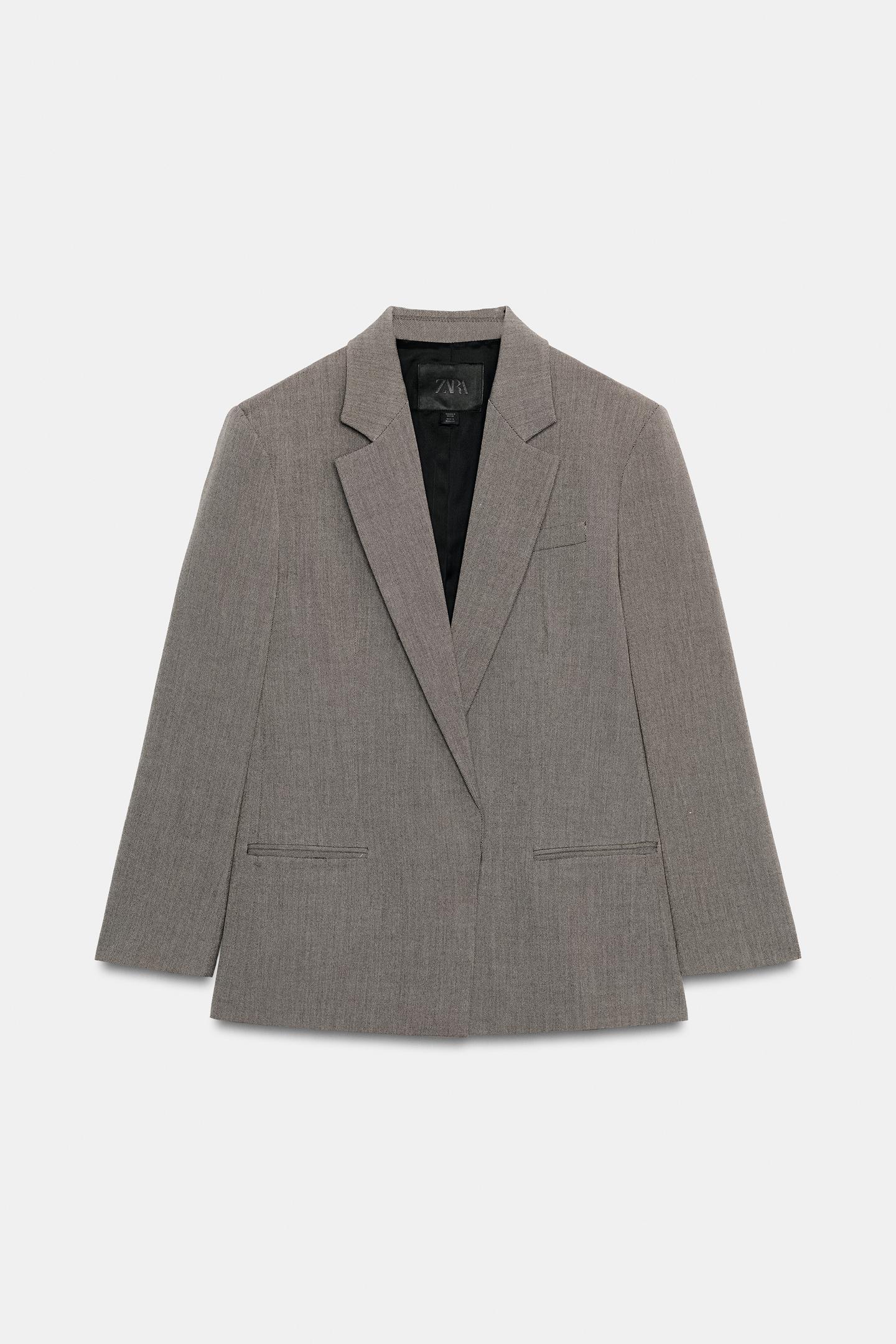 Женский пиджак Zara ZW Collection Double-Breasted, цвет: Коричневый меланжевый — фото 7