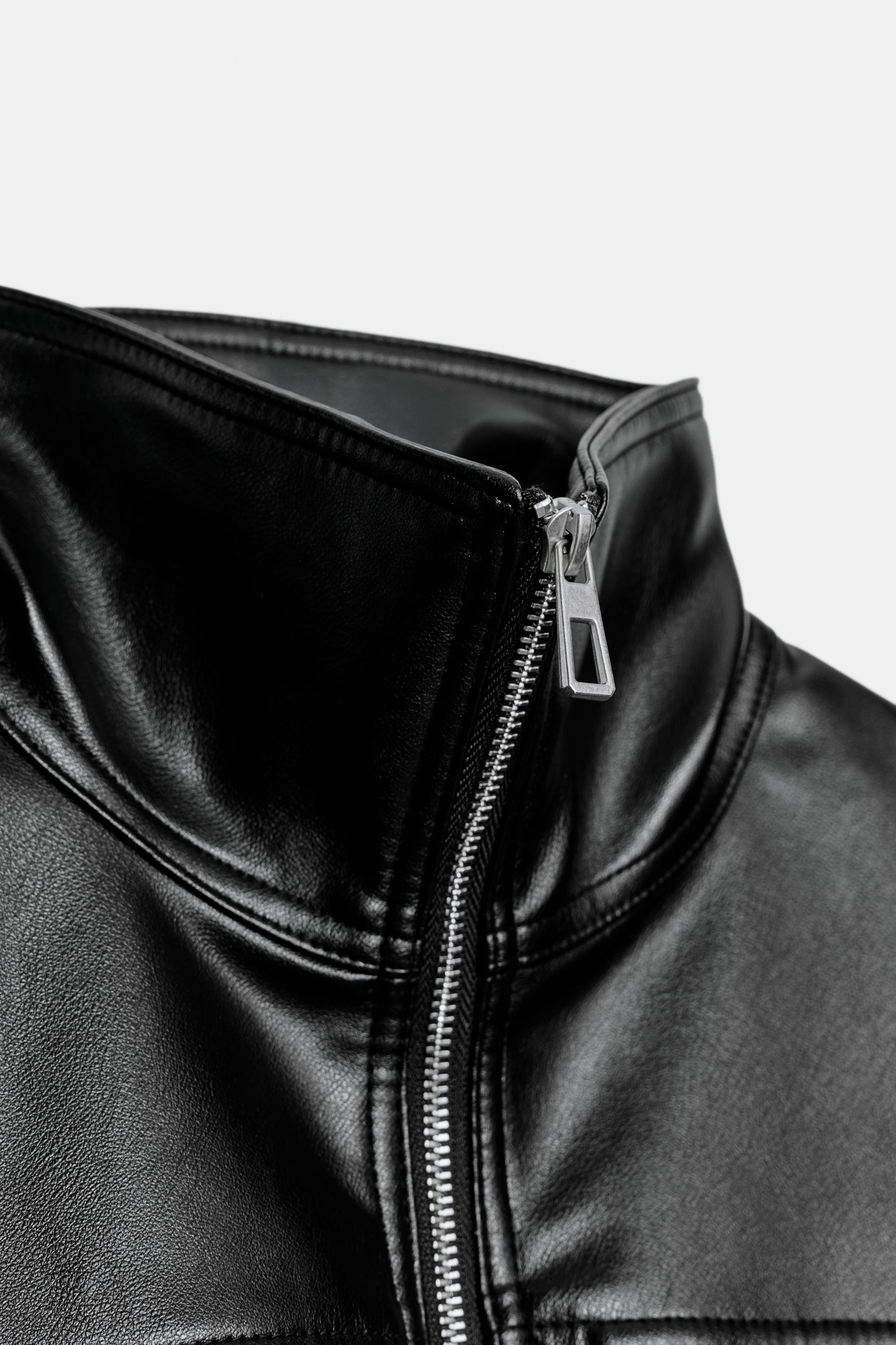Женские куртки Zara FAUX LEATHER ADJUSTABLE WAIST JACKET — фото 10