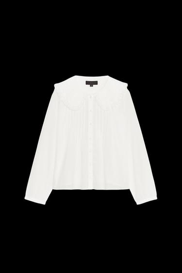 EMBROIDERED PETER PAN COLLAR SHIRT - Oyster-white by Zara - Image 0