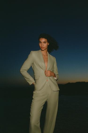 RUSTIC LINEN BLAZER - Khaki by Zara - Image 0