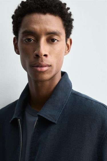 REGULAR FIT 100% LINEN JACKET - Dark navy by Zara - Image 4