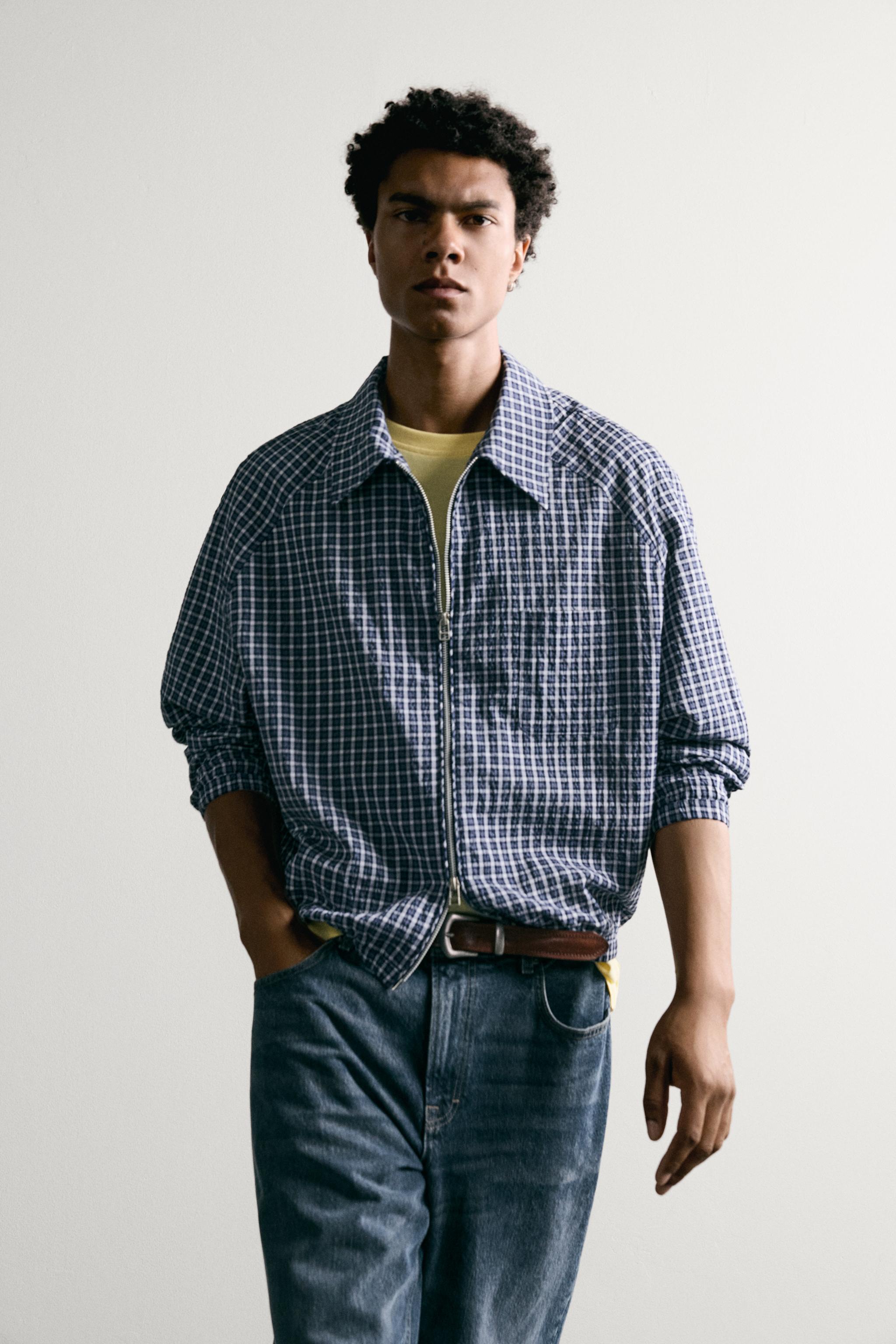 Zara TEXTURED PLAID OVERSHIRT — фото 6