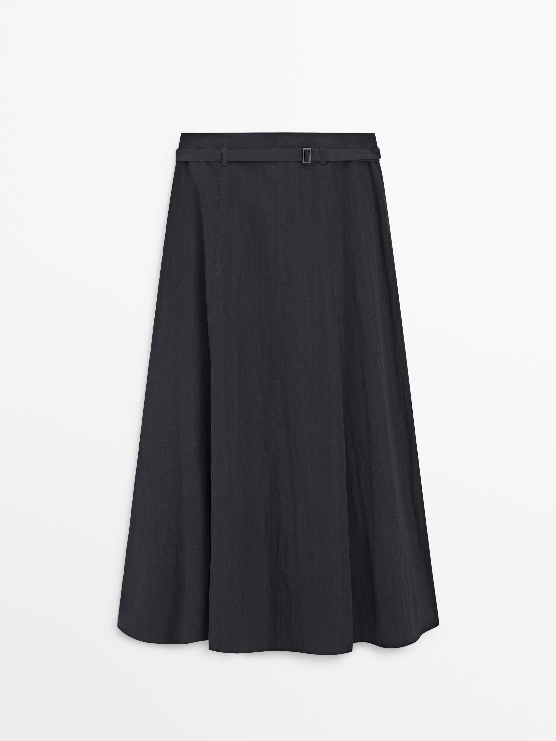 Long skirt with belt detail