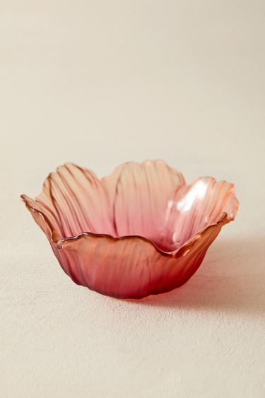 フラワーガラスボウルピンクZaraのフラワーガラスボウル - ピンク 