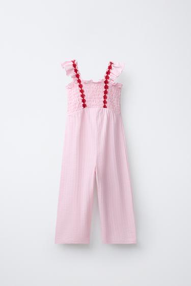 LONG JUMPSUIT WITH FLORAL TEXTURE - Pink by Zara - Image 1