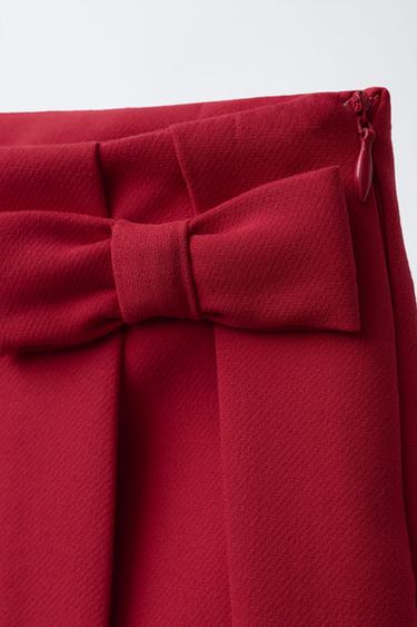 BERMUDA SKORT WITH BOW DETAIL - Red by Zara - Image 2