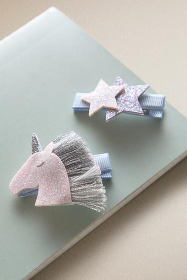 KIDS' PONY AND STARS CLIP (SET OF 2) - Multicoloured by Zara