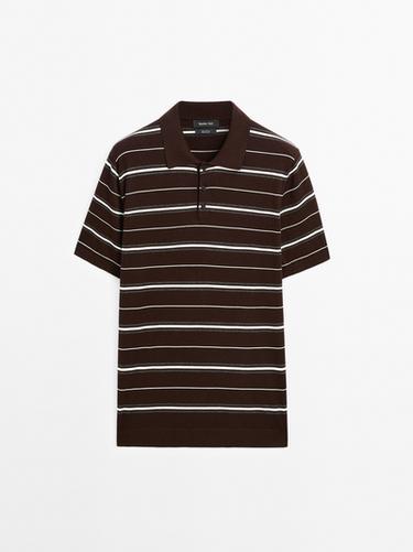 Zara 100% cotton striped knit polo shirt - TYEFUXIA